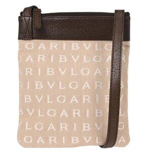 Bvlgari Beige Canvas Logomania Shoulder Bag ABEBEG 125193
